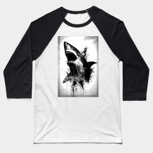 Great White Shark Portrait Baseball T-Shirt